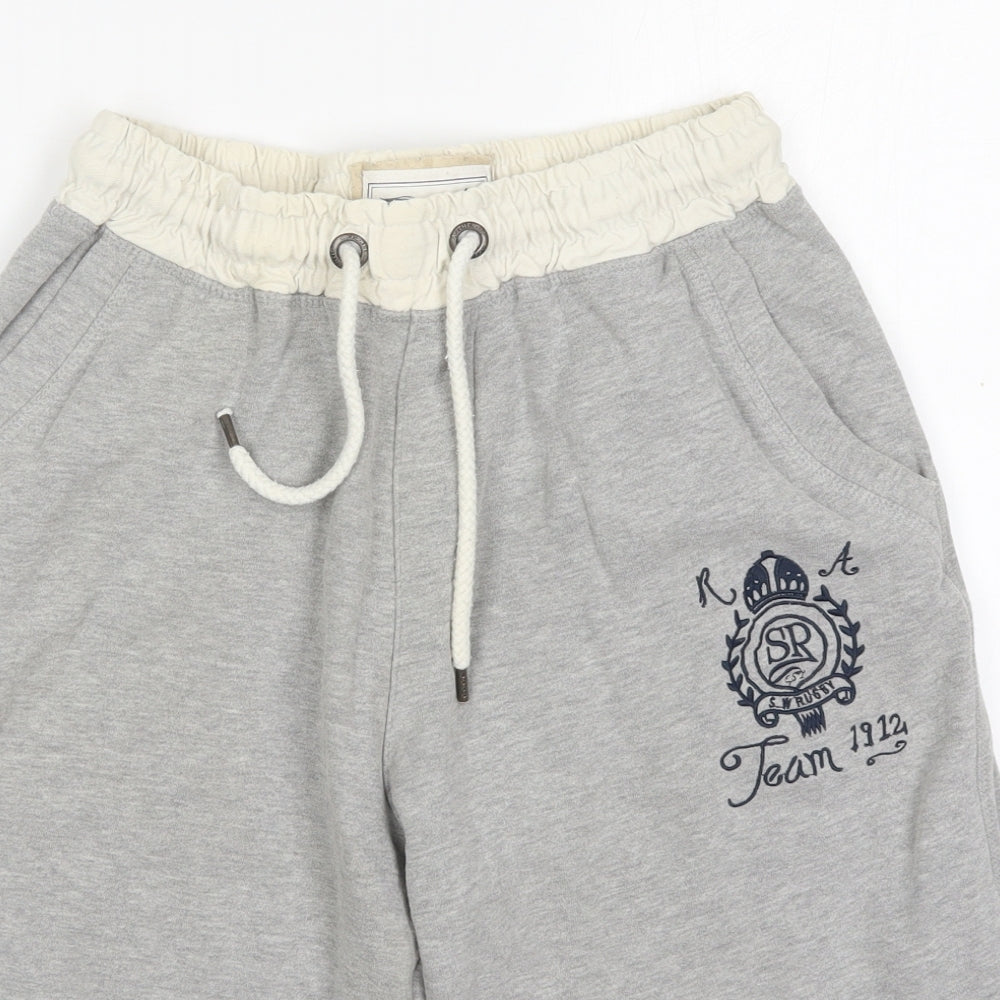 Cedar Wood State Mens Grey  Cotton Sweat Shorts Size M L12 in Regular Drawstring - Team 1912