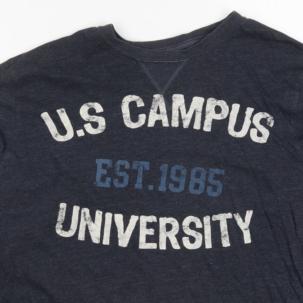 Easy Mens Blue  Cotton  T-Shirt Size L Crew Neck  - US Campus University