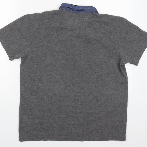 Steel & Jelly Mens Grey  Cotton  Polo Size L Collared Pullover