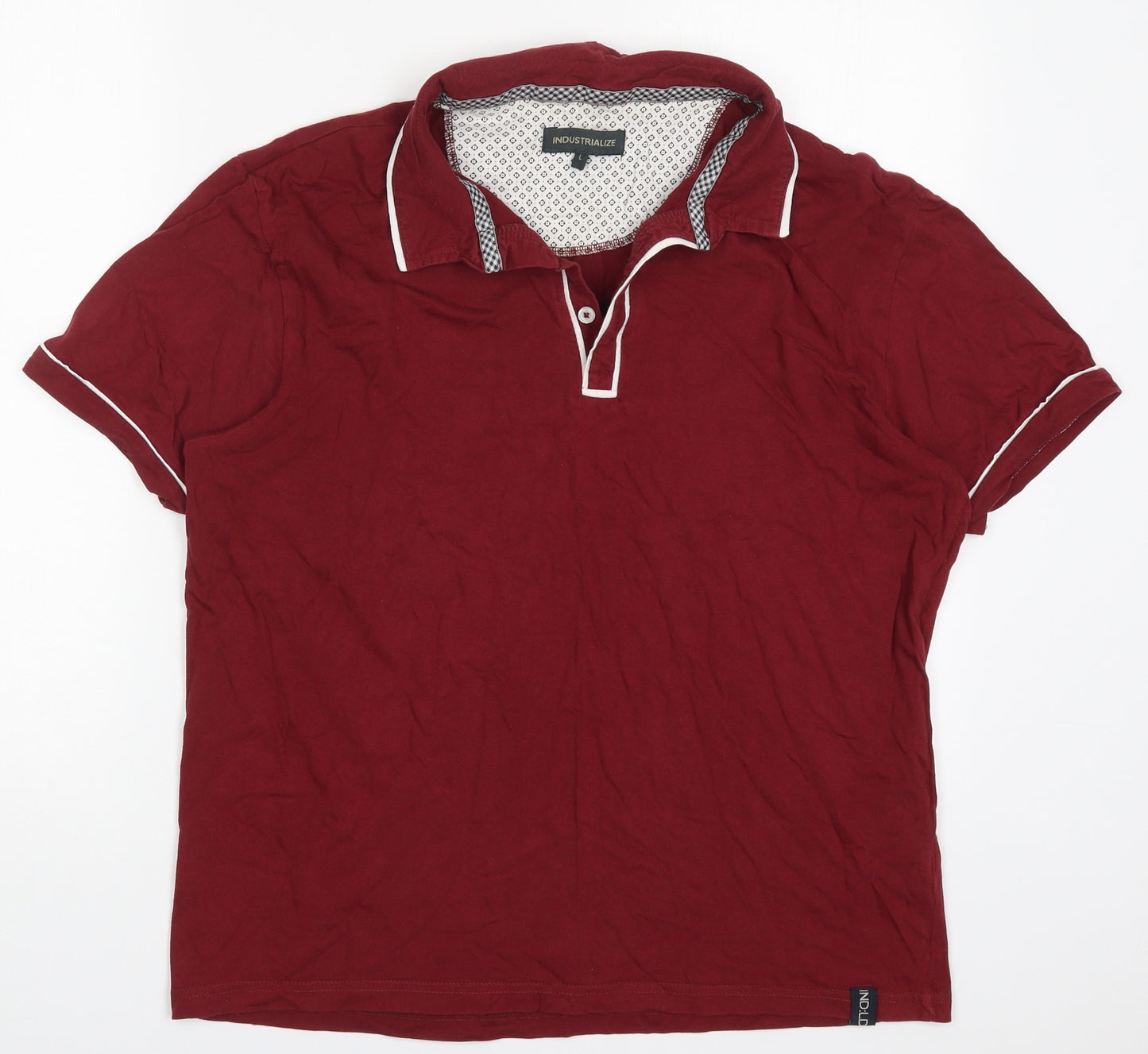 Industrialize Mens Red  Cotton  Polo Size L Collared Pullover