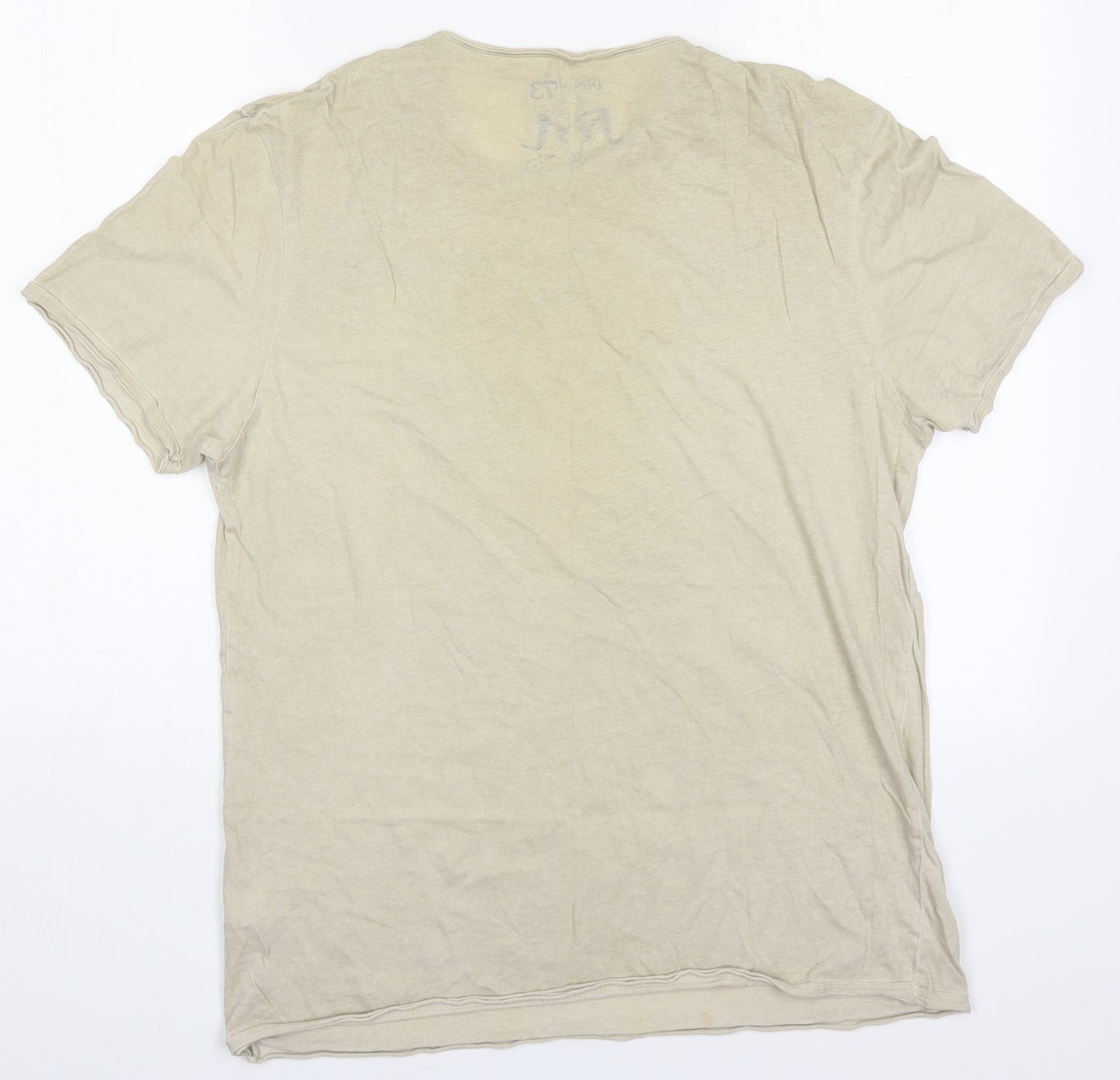 Denim73 Mens Beige  Cotton  T-Shirt Size L Round Neck  - Boxing Club Gazette Underdog