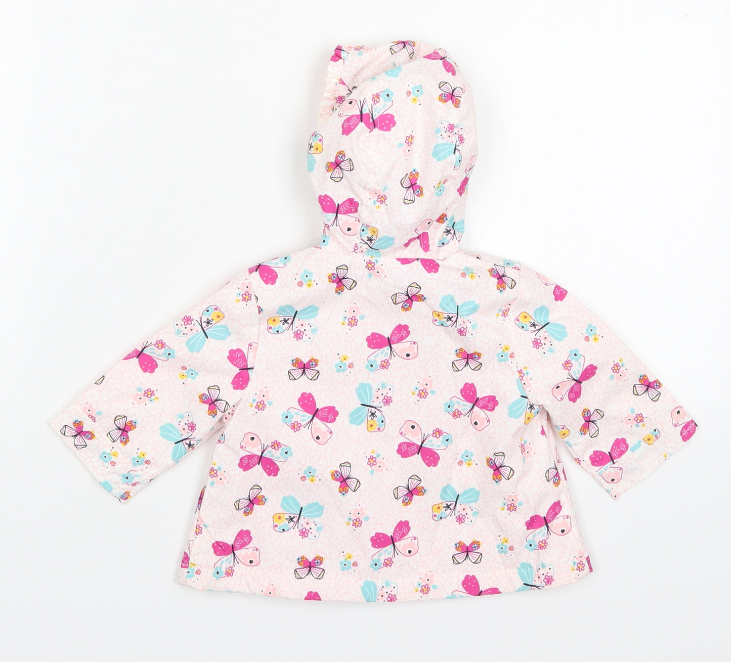 Nutmeg Girls Pink   Basic Coat Coat Size Newborn   Button - Butterflies