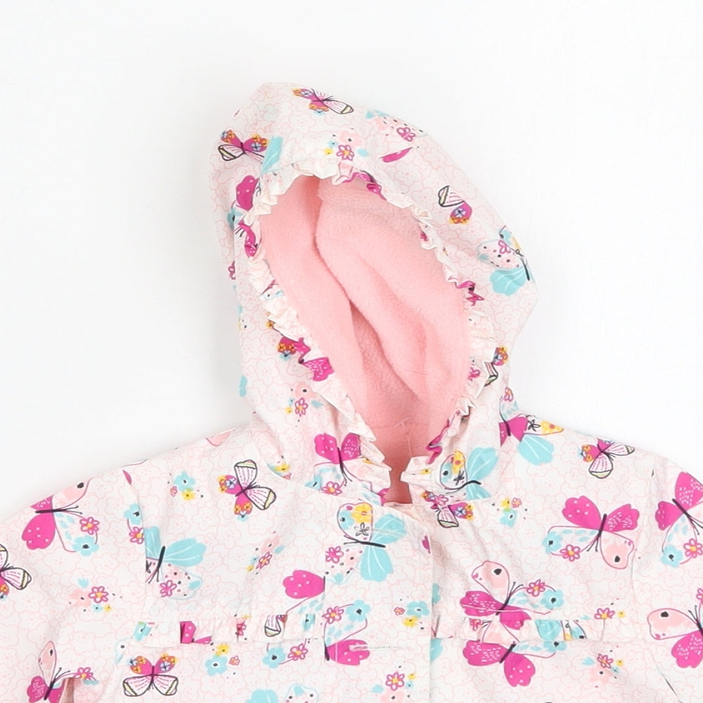 Nutmeg Girls Pink   Basic Coat Coat Size Newborn   Button - Butterflies