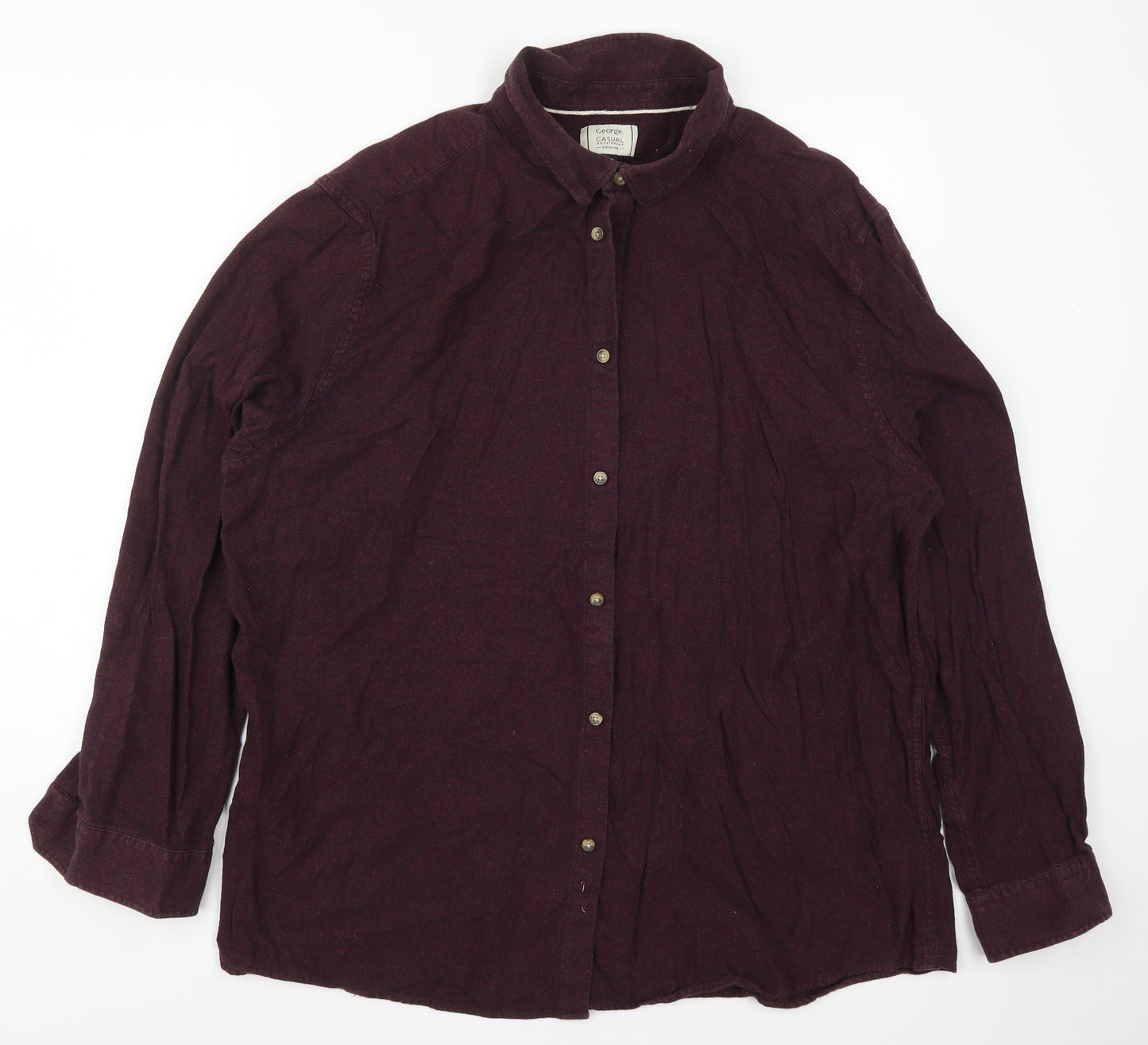 George Mens Purple  Cotton  Button-Up Size 3XL Collared Button