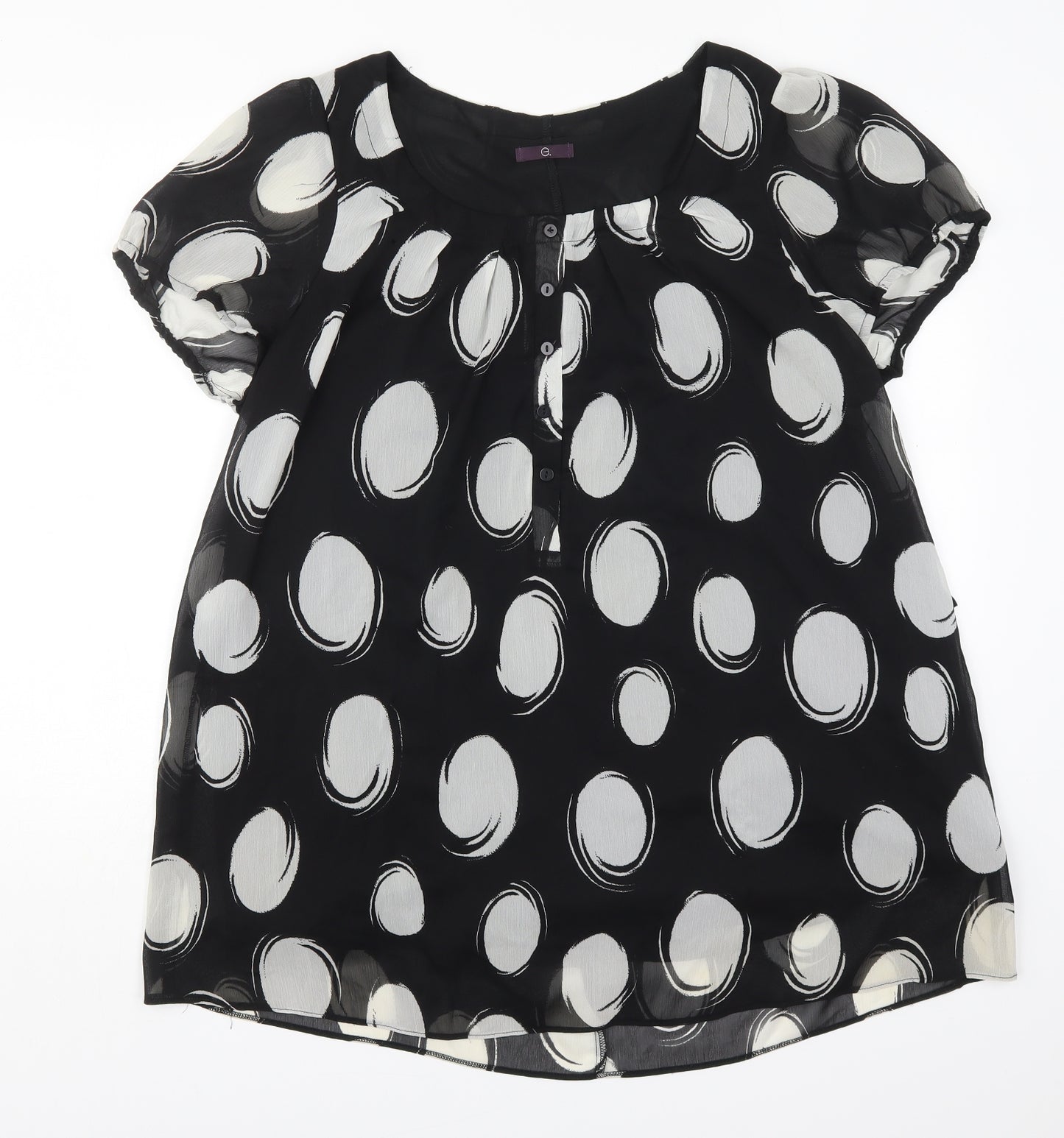 Evans Womens Black Geometric Polyester Basic Blouse Size 22 Round Neck