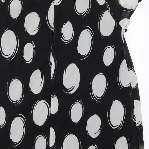 Evans Womens Black Geometric Polyester Basic Blouse Size 22 Round Neck