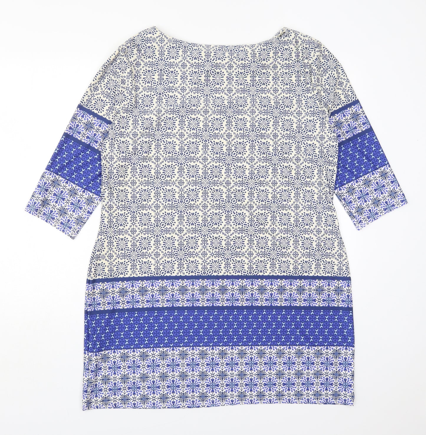 Atmosphere Womens Blue Geometric Polyester Mini  Size 20  Round Neck Pullover