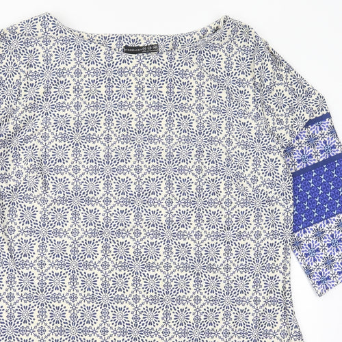 Atmosphere Womens Blue Geometric Polyester Mini  Size 20  Round Neck Pullover