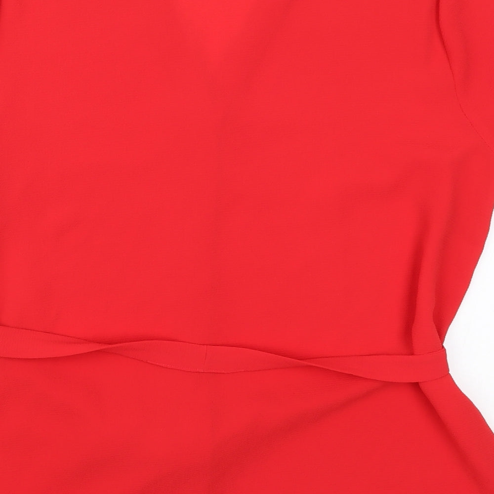 Papaya Womens Red  Polyester Basic Button-Up Size 16 V-Neck