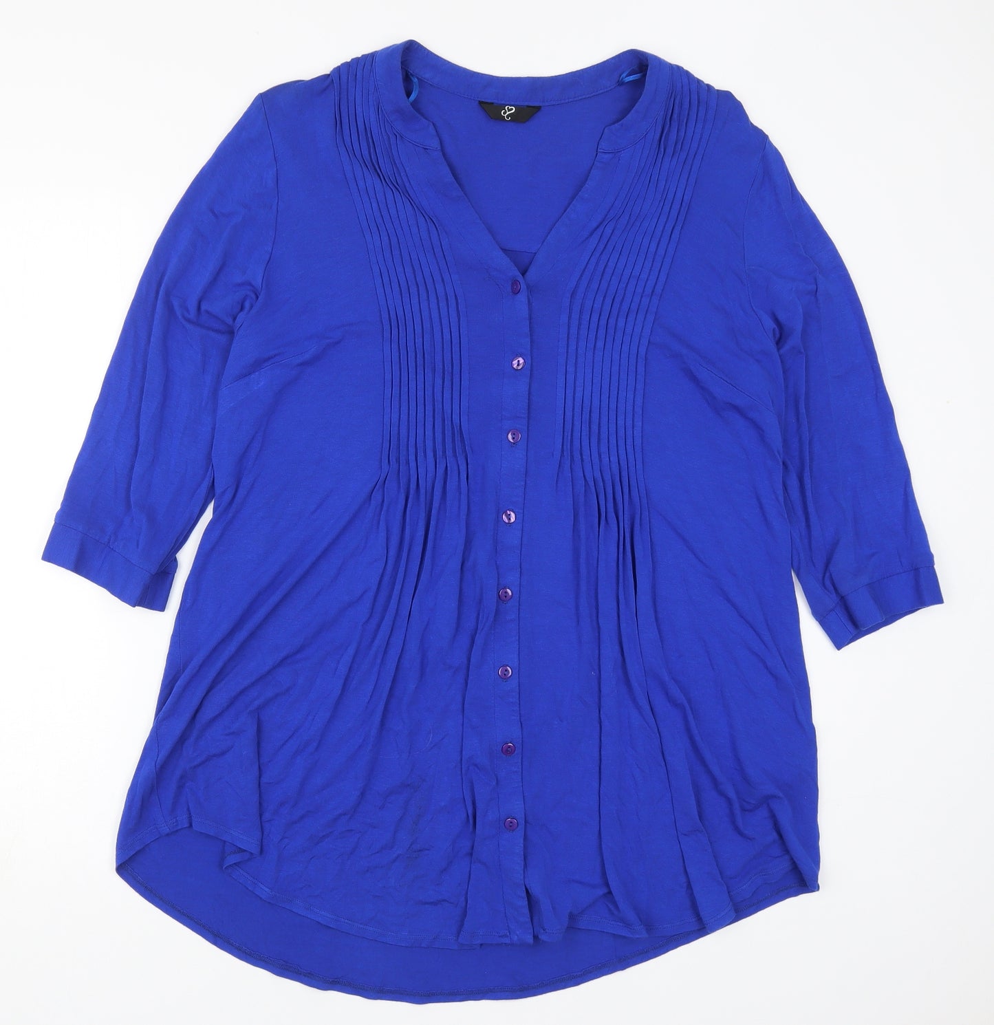 Arcadia Womens Blue  Viscose Basic Button-Up Size 18 V-Neck