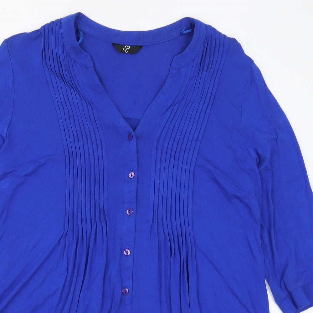 Arcadia Womens Blue  Viscose Basic Button-Up Size 18 V-Neck