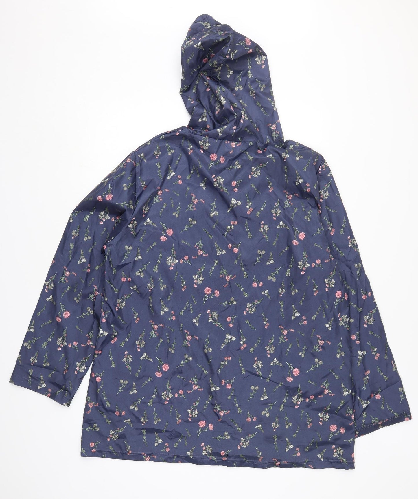Anne De Lancay Womens Blue Floral  Jacket Coat Size L  Zip