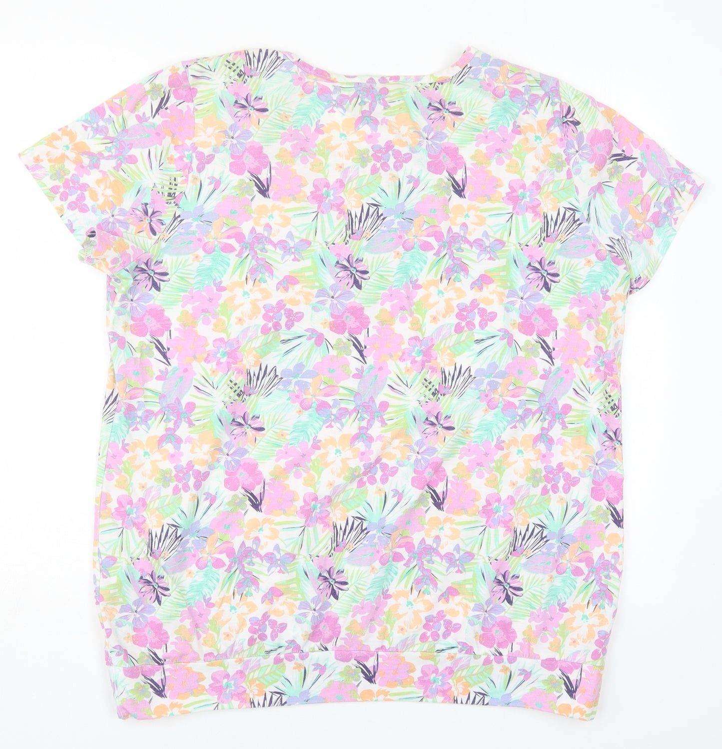 Bonmarché Womens Multicoloured Floral Polyester Basic T-Shirt Size 18 Round Neck