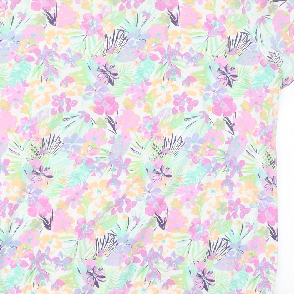 Bonmarché Womens Multicoloured Floral Polyester Basic T-Shirt Size 18 Round Neck