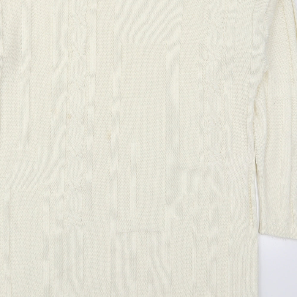 Marks and Spencer Womens White Round Neck  Acrylic Pullover Jumper Size 10