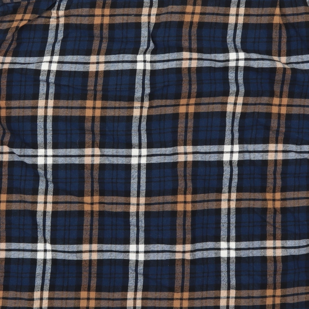 Primark Mens Blue Check Cotton  Button-Up Size 3XL Collared Button