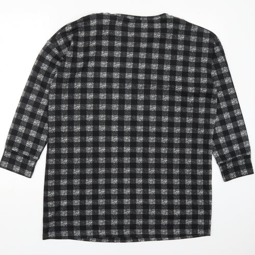 Nutmeg Womens Grey Check Polyester Pullover Sweatshirt Size 12  Pullover