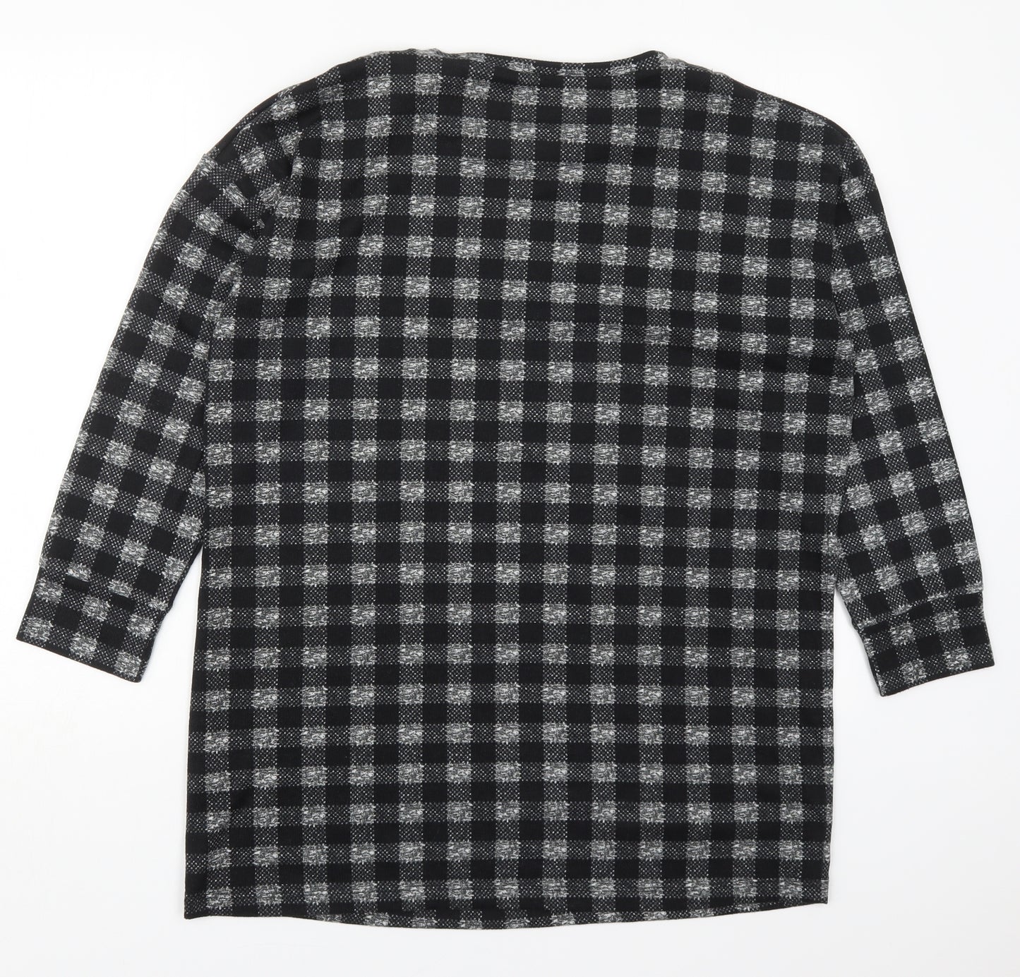 Nutmeg Womens Grey Check Polyester Pullover Sweatshirt Size 12  Pullover