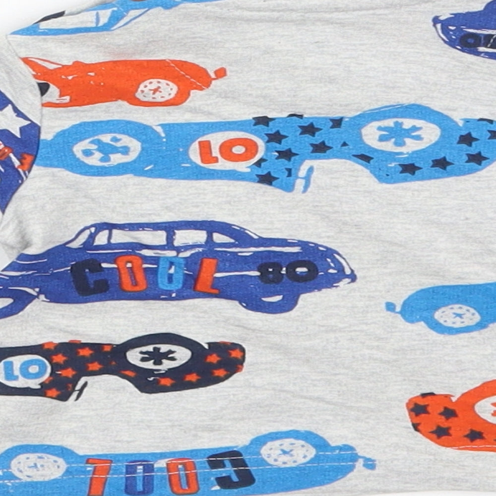 Nutmeg Boys Grey  Cotton Basic T-Shirt Size Newborn Round Neck Pullover - Cars