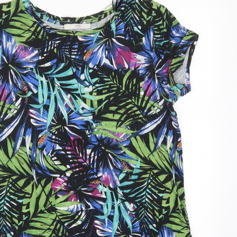 George Womens Multicoloured Floral Viscose T-Shirt Dress  Size 12  Round Neck Pullover