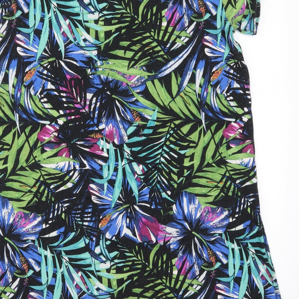 George Womens Multicoloured Floral Viscose T-Shirt Dress  Size 12  Round Neck Pullover