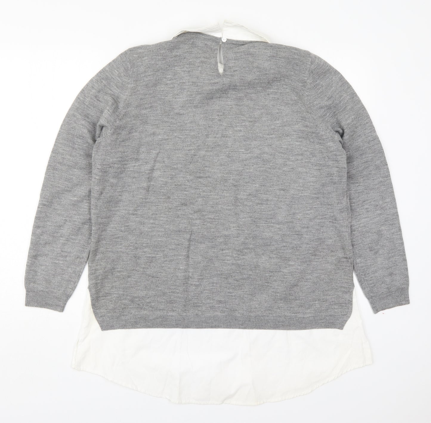 Papaya Womens Grey Collared  Acrylic Pullover Jumper Size 18