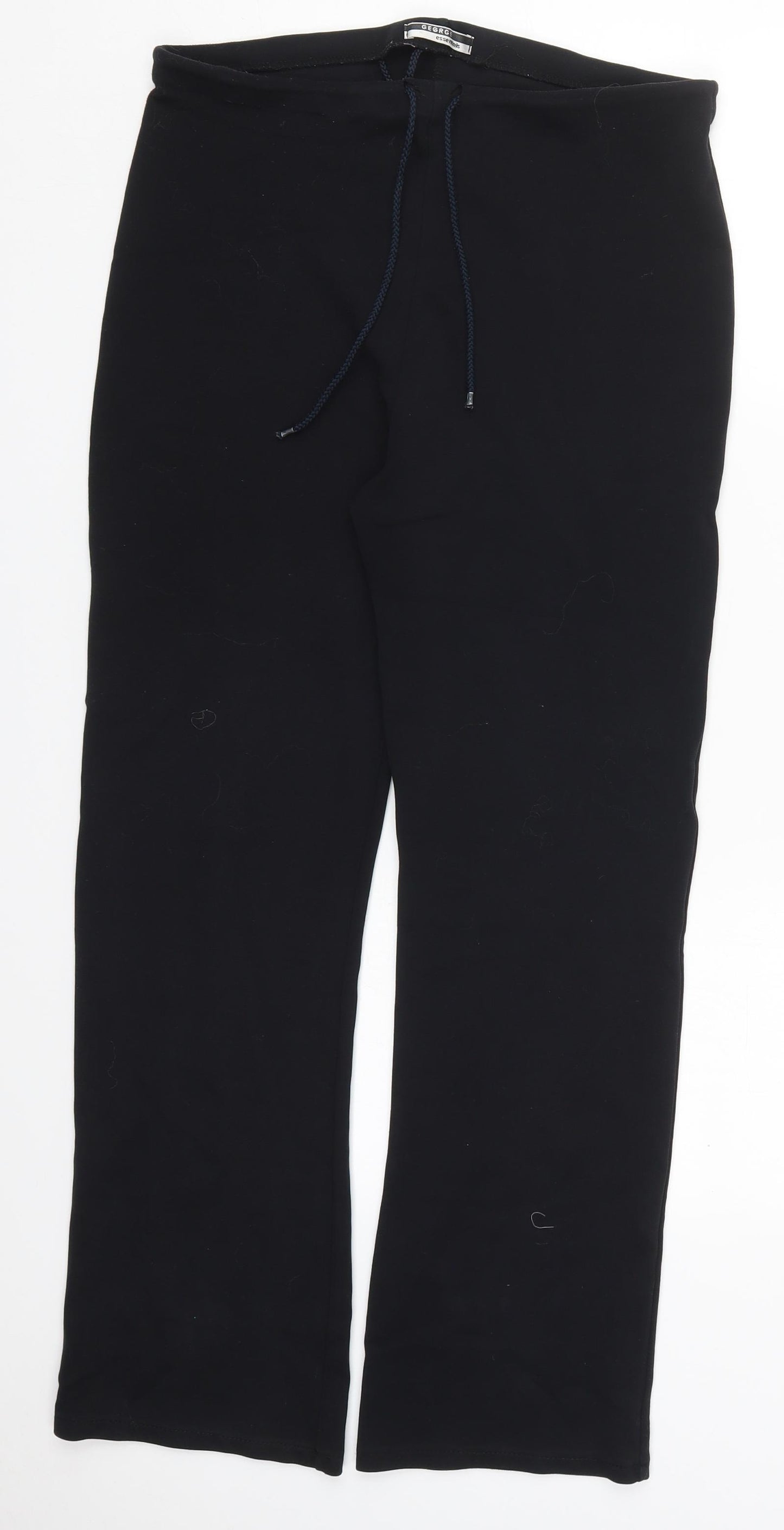 George Womens Black  Cotton Sweatpants Trousers Size 14 L28 in Regular Drawstring
