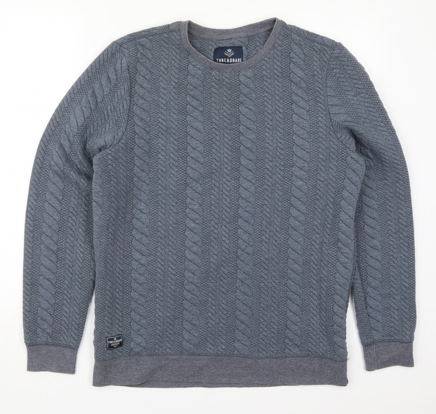 Threadbare Mens Blue  Polyester Pullover Sweatshirt Size L