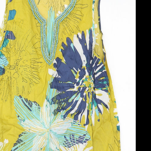 George Womens Yellow Floral Cotton Basic Tank Size 22 V-Neck