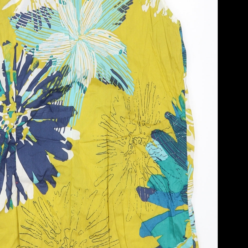 George Womens Yellow Floral Cotton Basic Tank Size 22 V-Neck