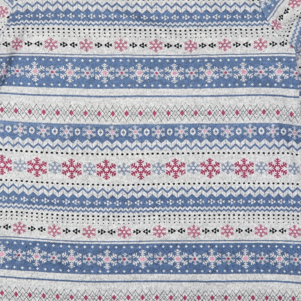 Nutmeg Womens Grey Geometric Polyester Top Pyjama Top Size 16   - Blue Snowflake Print