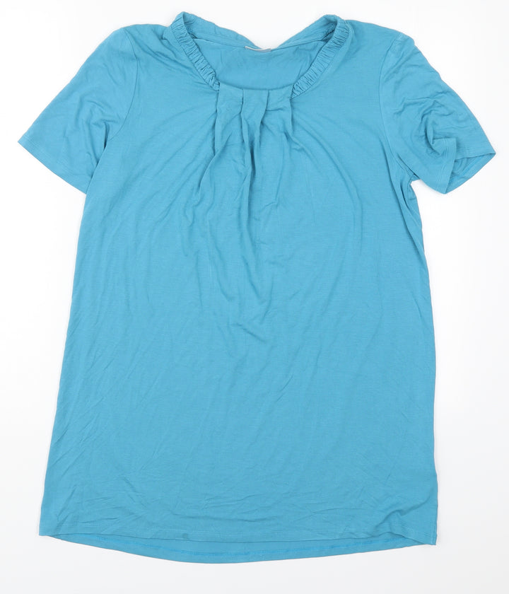 Damart Womens Blue Viscose Basic T-Shirt Size 14 Round Neck