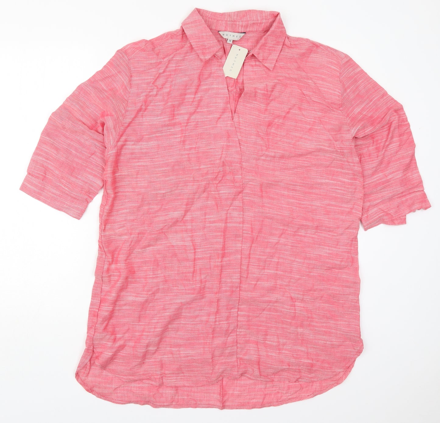 Nutmeg Womens Pink  Cotton Basic Polo Size 18 Collared