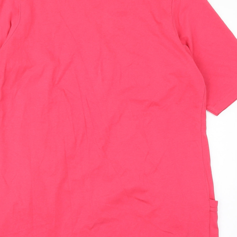 Cotton Traders Womens Pink  Cotton Basic T-Shirt Size 16 V-Neck