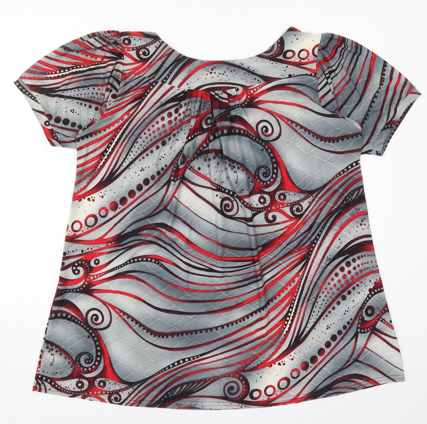 XRose Womens Grey Fair Isle Polyester Basic T-Shirt Size 20 Round Neck - Red Abstract