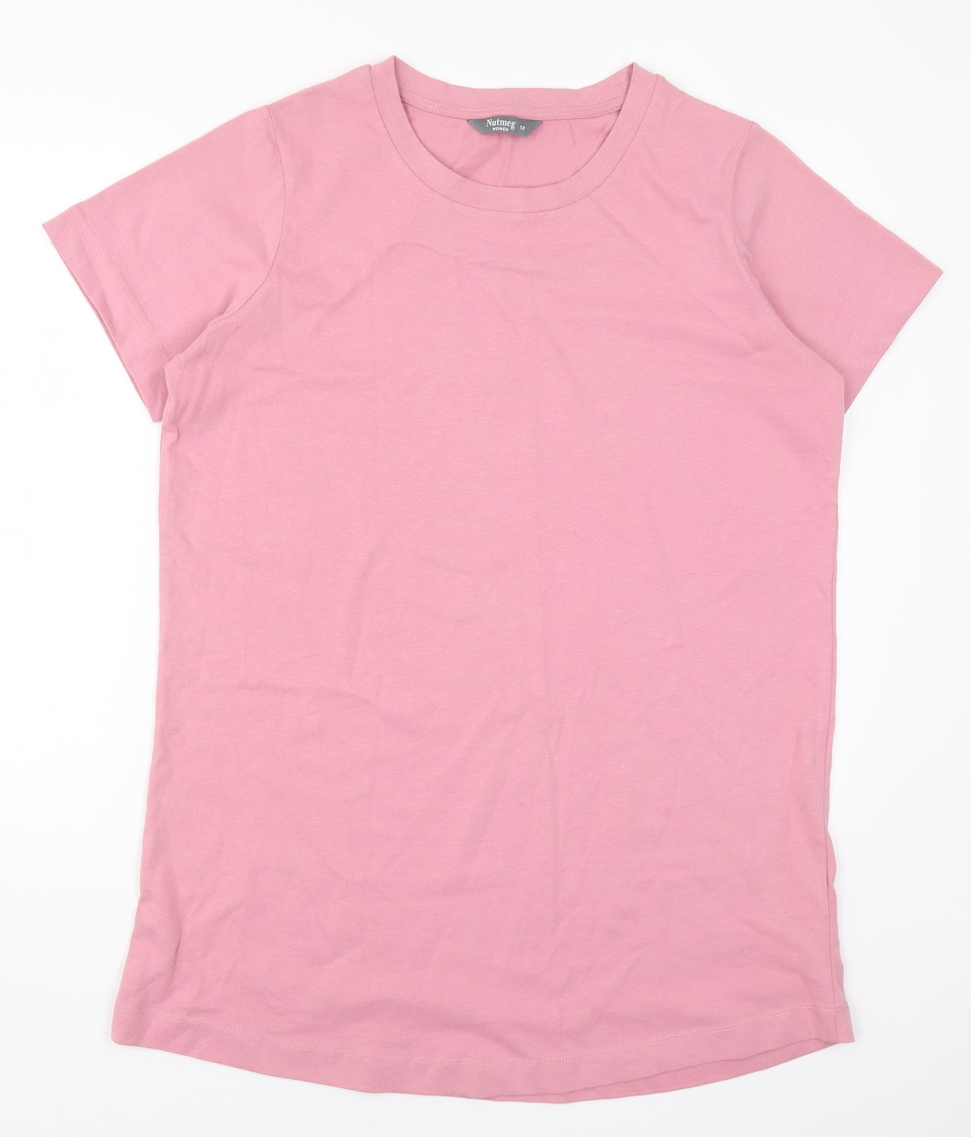 Nutmeg Womens Pink  Cotton Basic T-Shirt Size 12 Round Neck