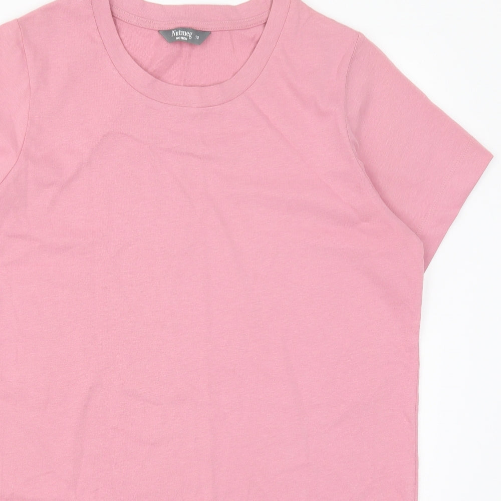 Nutmeg Womens Pink  Cotton Basic T-Shirt Size 12 Round Neck