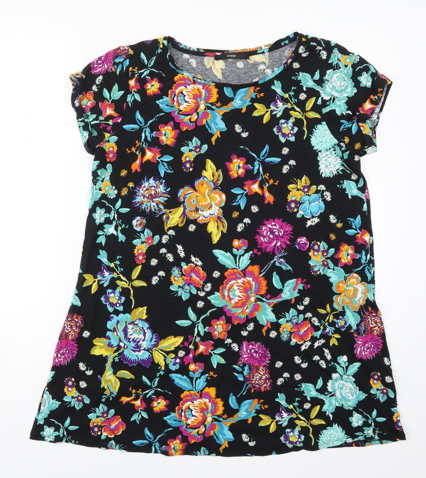 George Womens Multicoloured Floral Viscose Basic T-Shirt  Round Neck