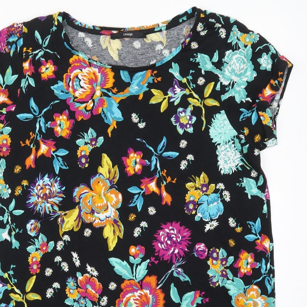 George Womens Multicoloured Floral Viscose Basic T-Shirt  Round Neck