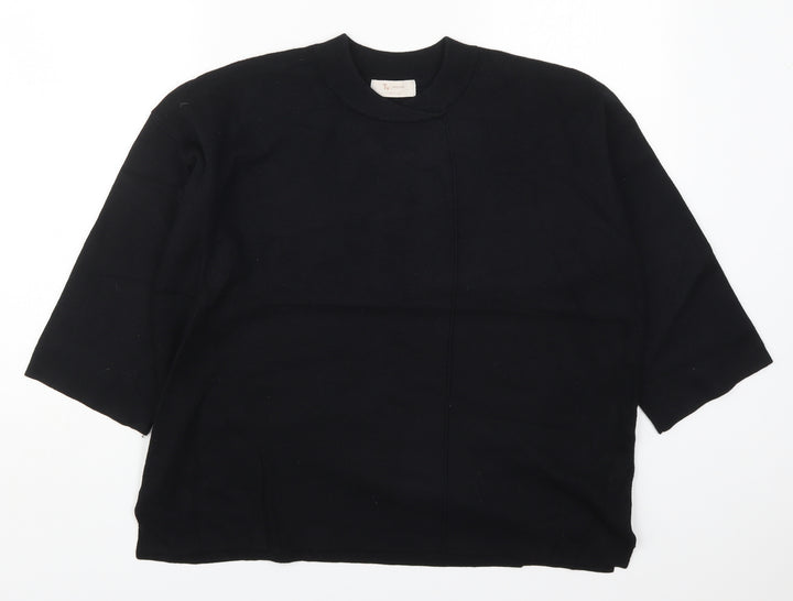 TU Womens Black Round Neck Viscose Pullover Jumper Size 14