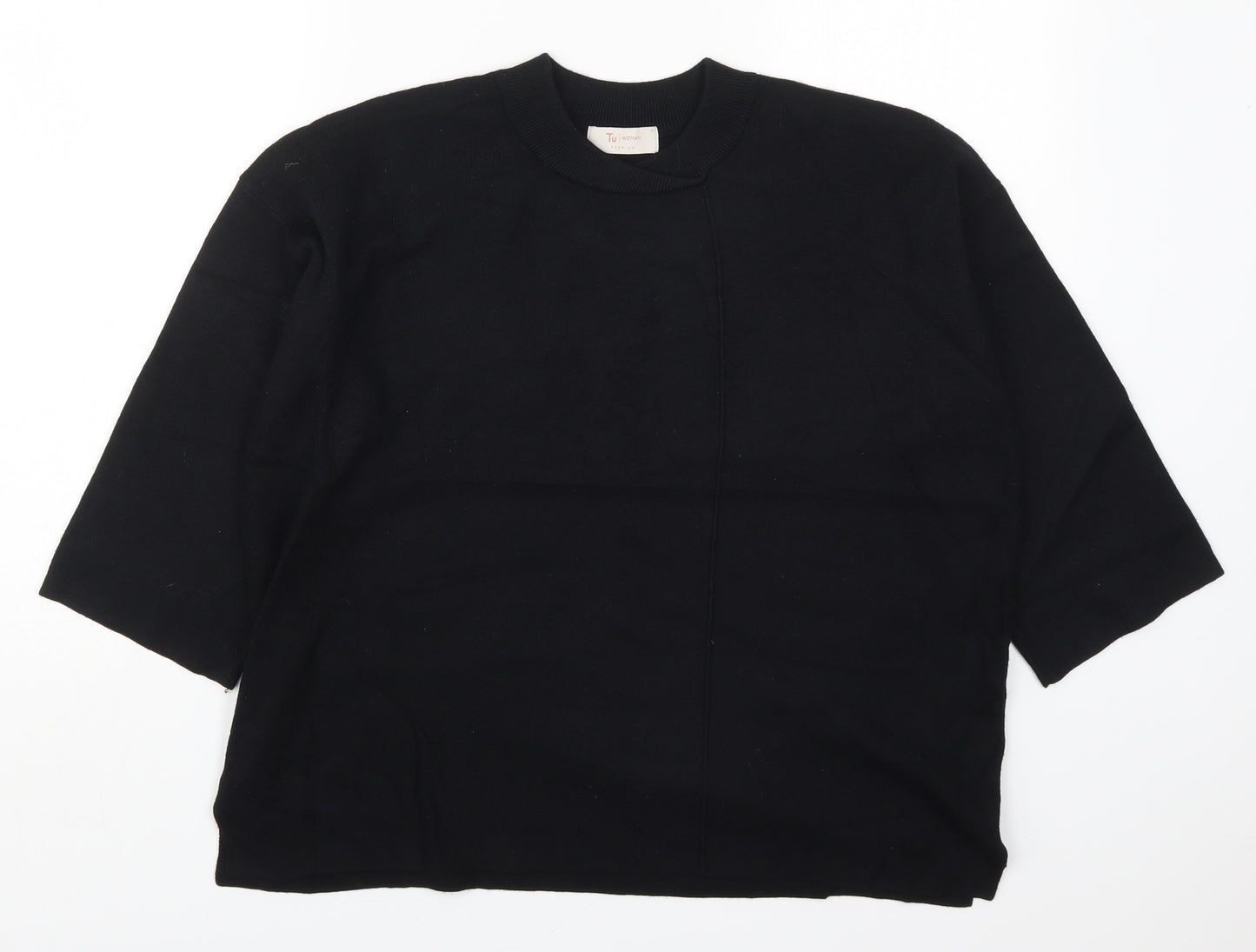 TU Womens Black Round Neck  Viscose Pullover Jumper Size 14