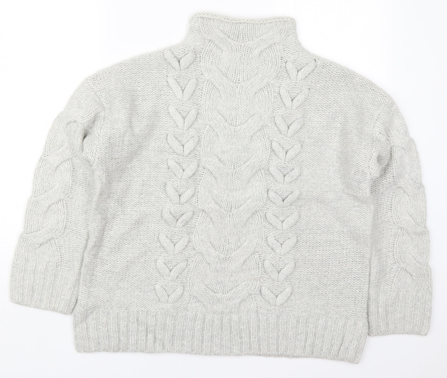 TU Womens Grey Round Neck  Acrylic Pullover Jumper Size 16