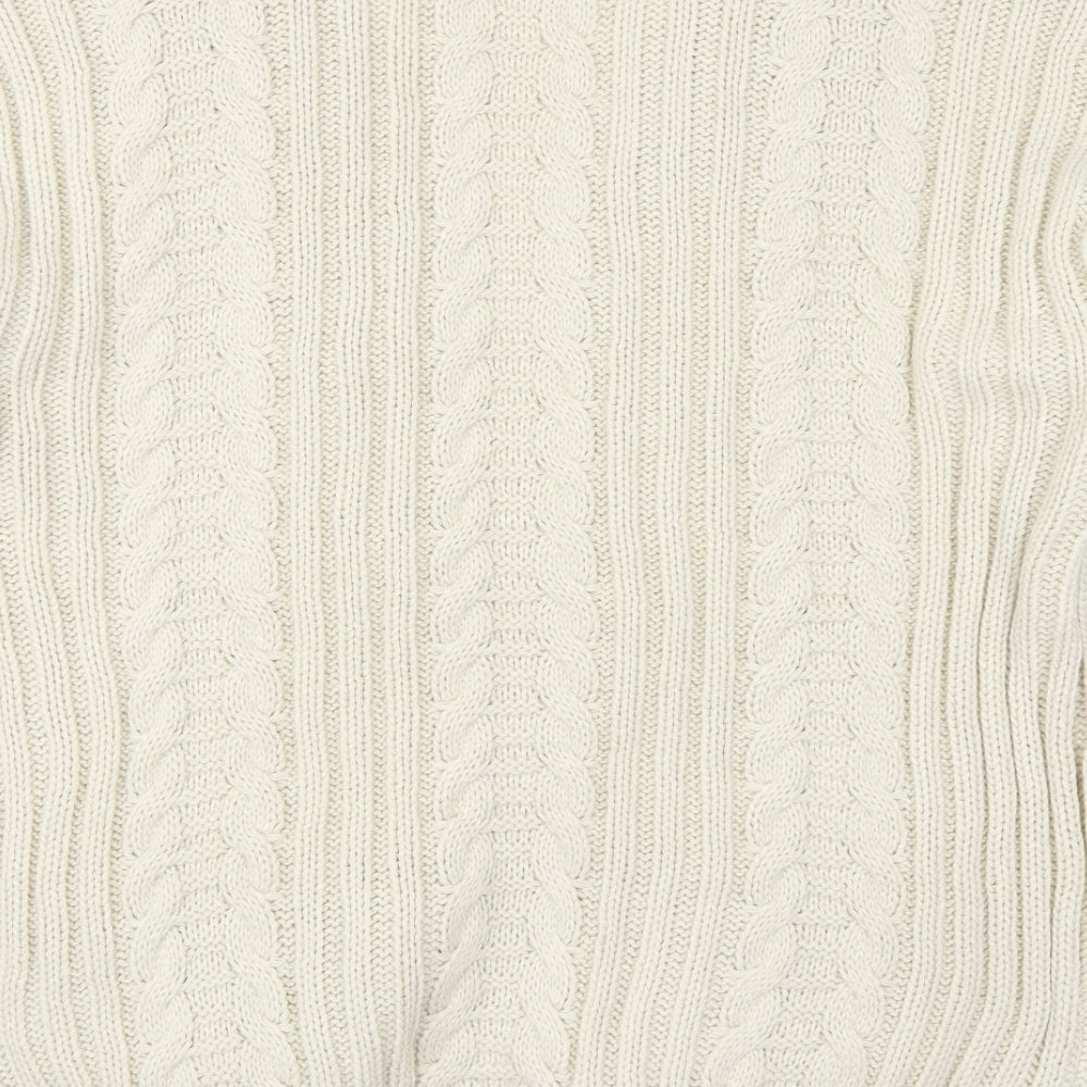 Reclaimed Vintage Womens Beige V-Neck  Acrylic Cardigan Jumper Size M