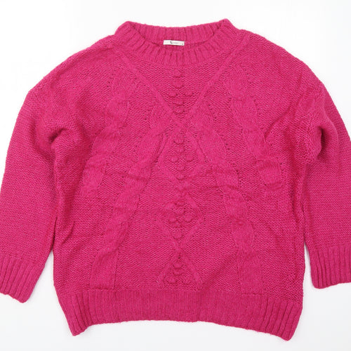 TU Womens Pink Round Neck  Acrylic Pullover Jumper Size 20