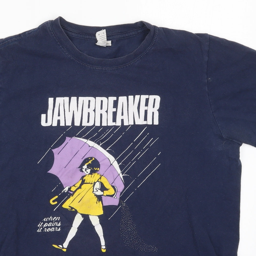 Gildan Mens Blue  Cotton  T-Shirt Size M Crew Neck  - Jawbreaker