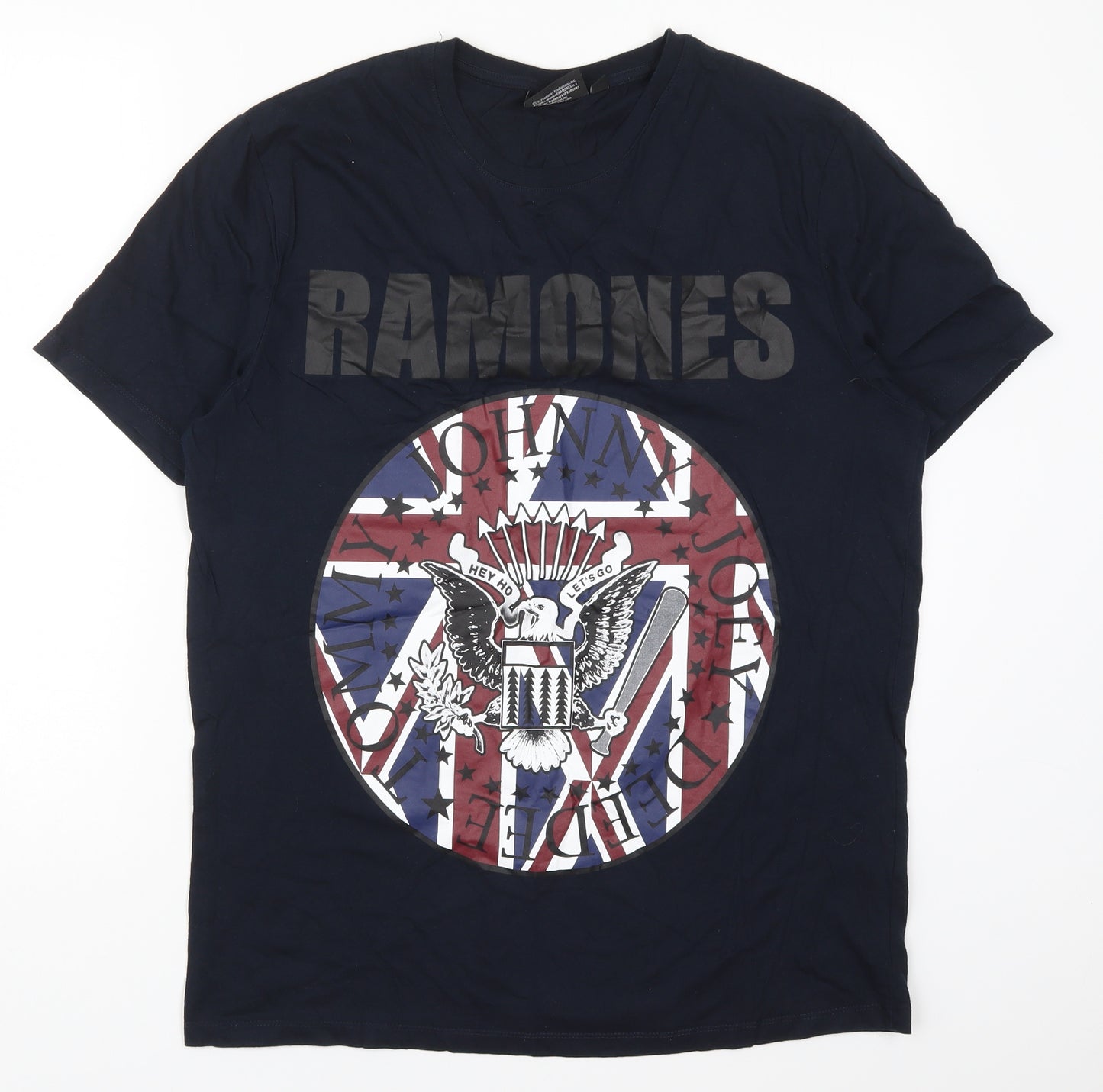 Pep&Co Mens Blue  Cotton  T-Shirt Size L Crew Neck  - Raqmones