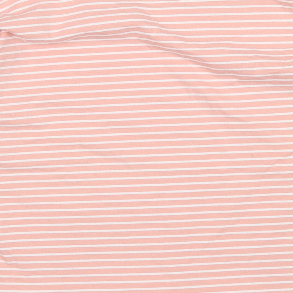 George Girls Pink Striped Cotton Cropped T-Shirt Size 13-14 Years Crew Neck