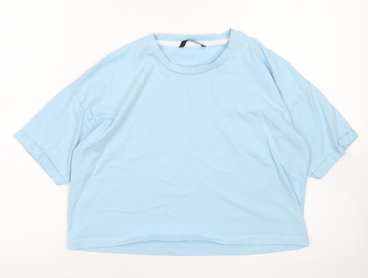 George Girls Blue  Cotton Cropped T-Shirt Size 13-14 Years Crew Neck