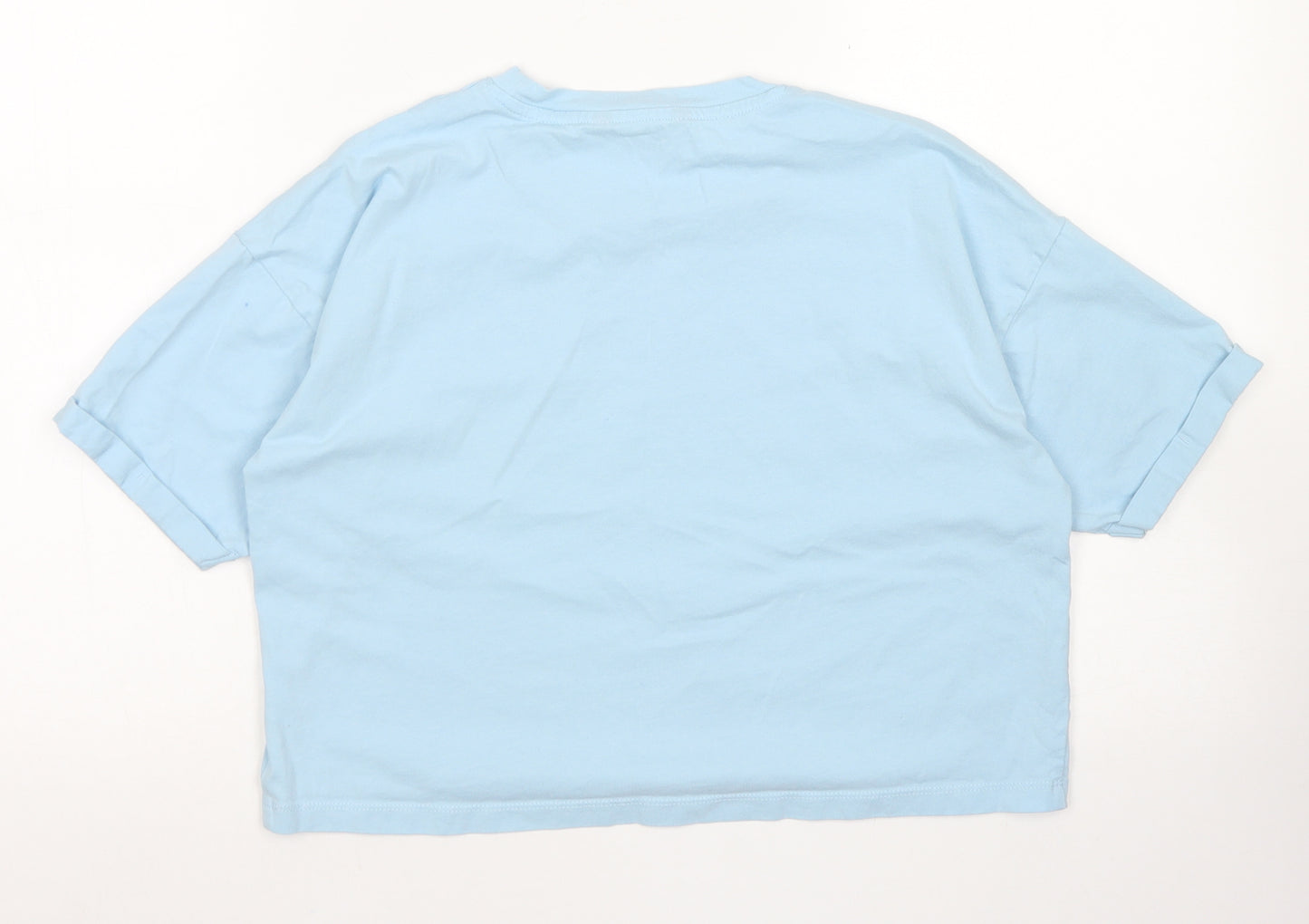 George Girls Blue  Cotton Cropped T-Shirt Size 13-14 Years Crew Neck