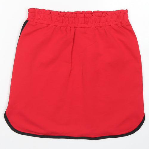 George Girls Red  Cotton A-Line Skirt Size 12-13 Years  Regular Drawstring